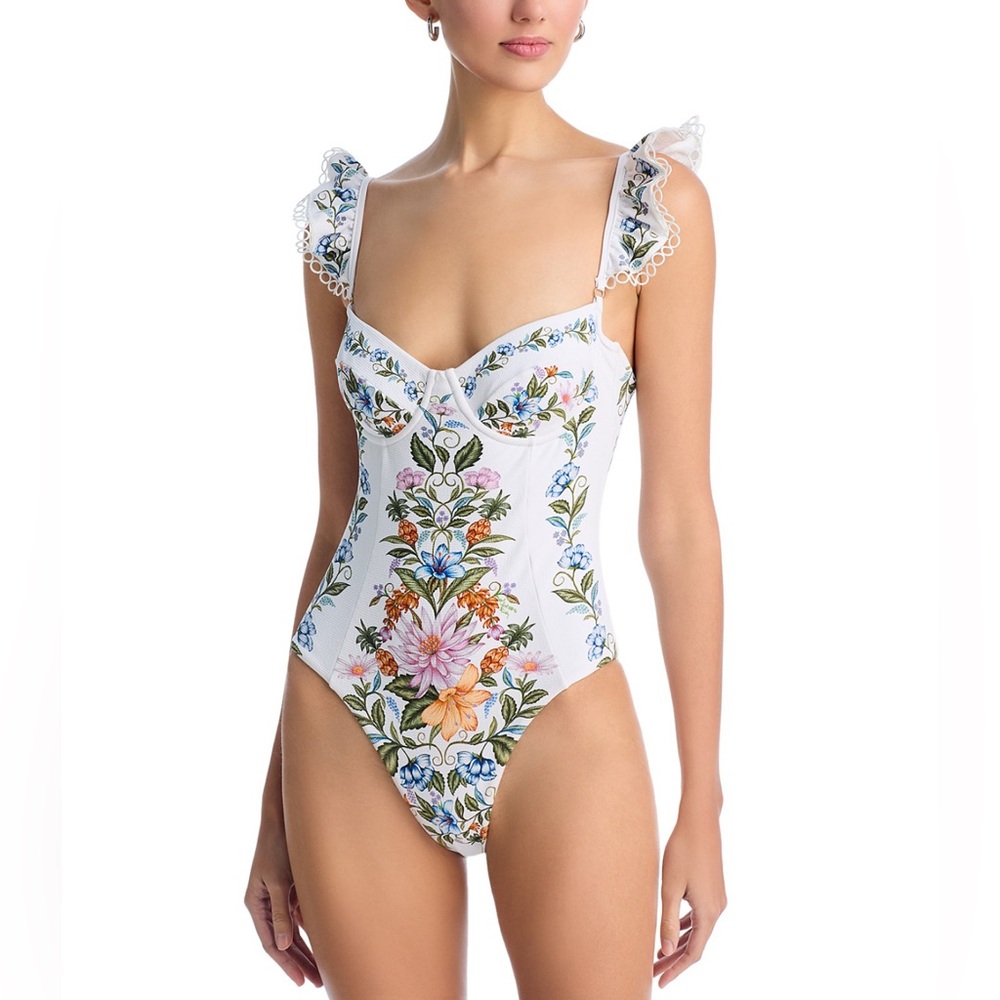 FARM Rio Sweet Bloom Bouquet Swimsuit in Off-white
